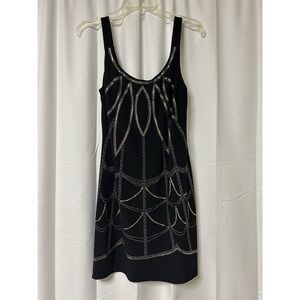 Bisou Bisou Black Sequin Embellished Dress 6 Bodycon Tank Dress